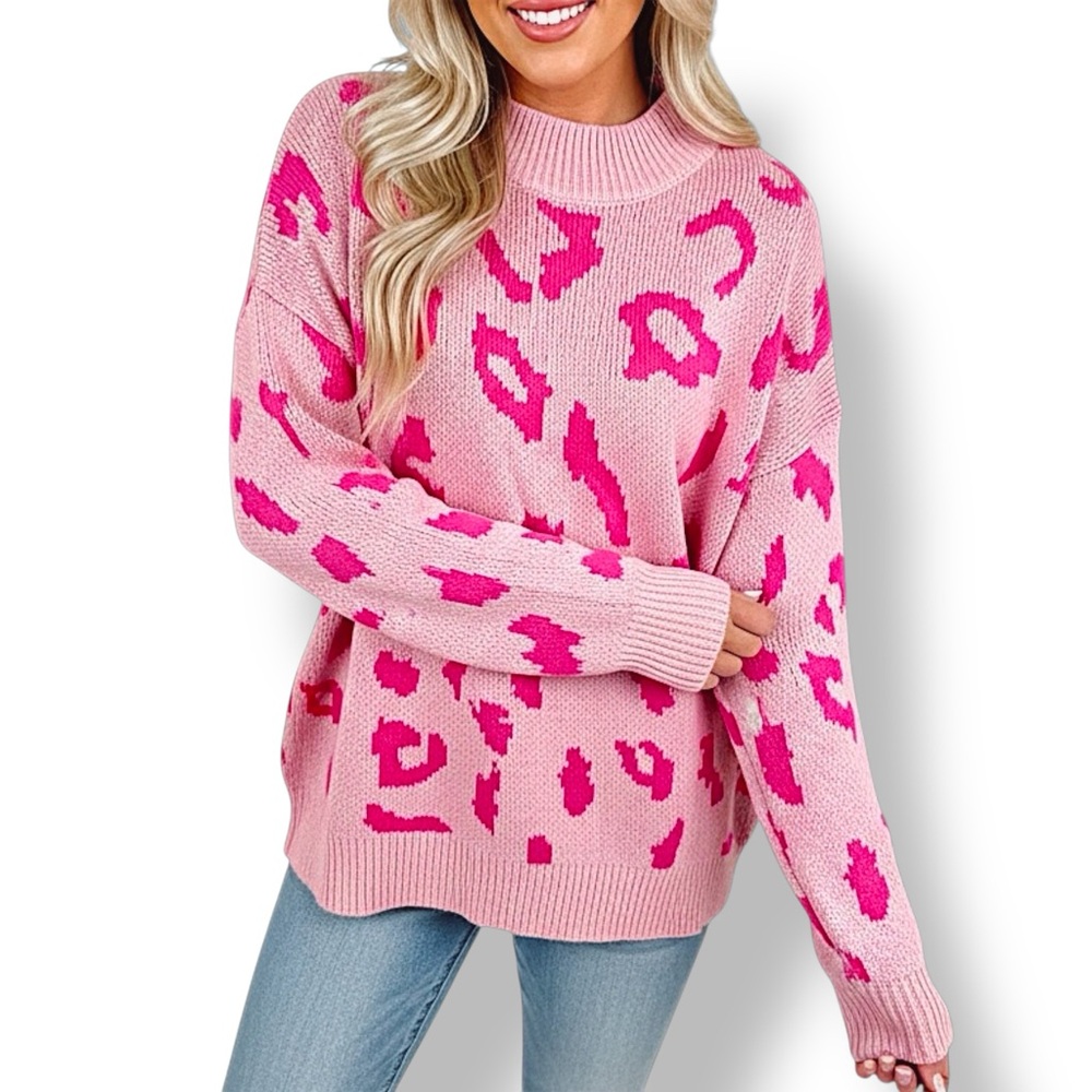 Vibrant Pink Animal Print Sweater